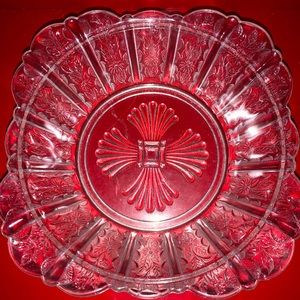 EAPG Heavily Etched Square Glass Bowl